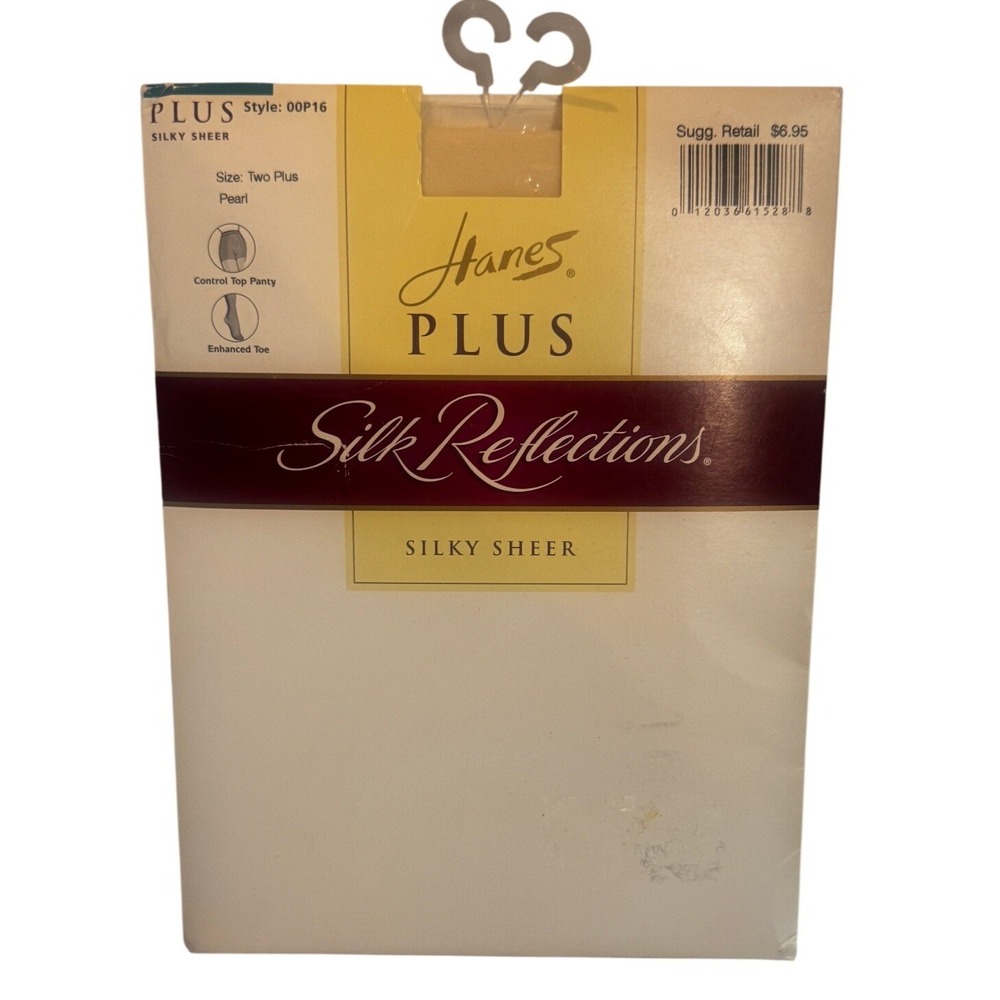 Hanes Plus Silk Reflections Silky Sheer Pantyhose Pearl 00P16 Control Top Size2P